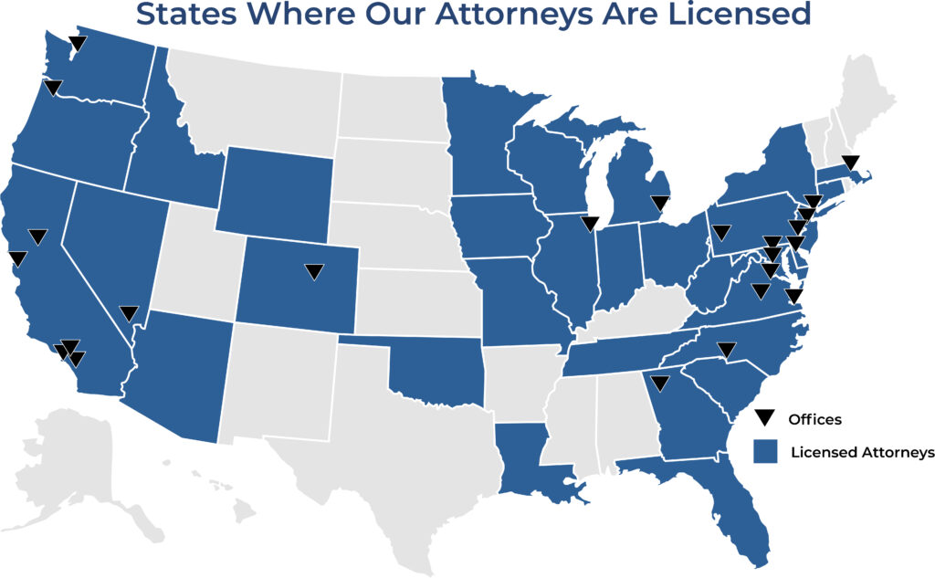 U.S. Map of O'Hagan Meyer Offices.