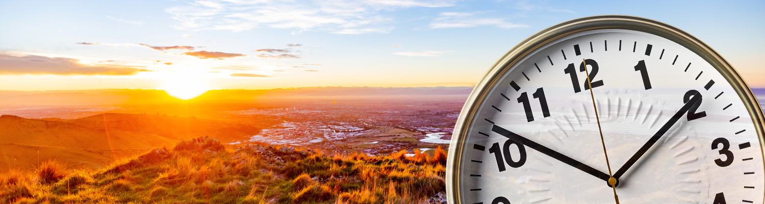Sunset Repose, Clock on Sunset Background